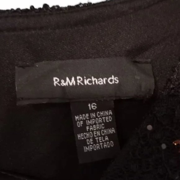 NEW R&M Richards Sequined Lace Midi Dress BLACK SZ 16 - Picture 7 of 12